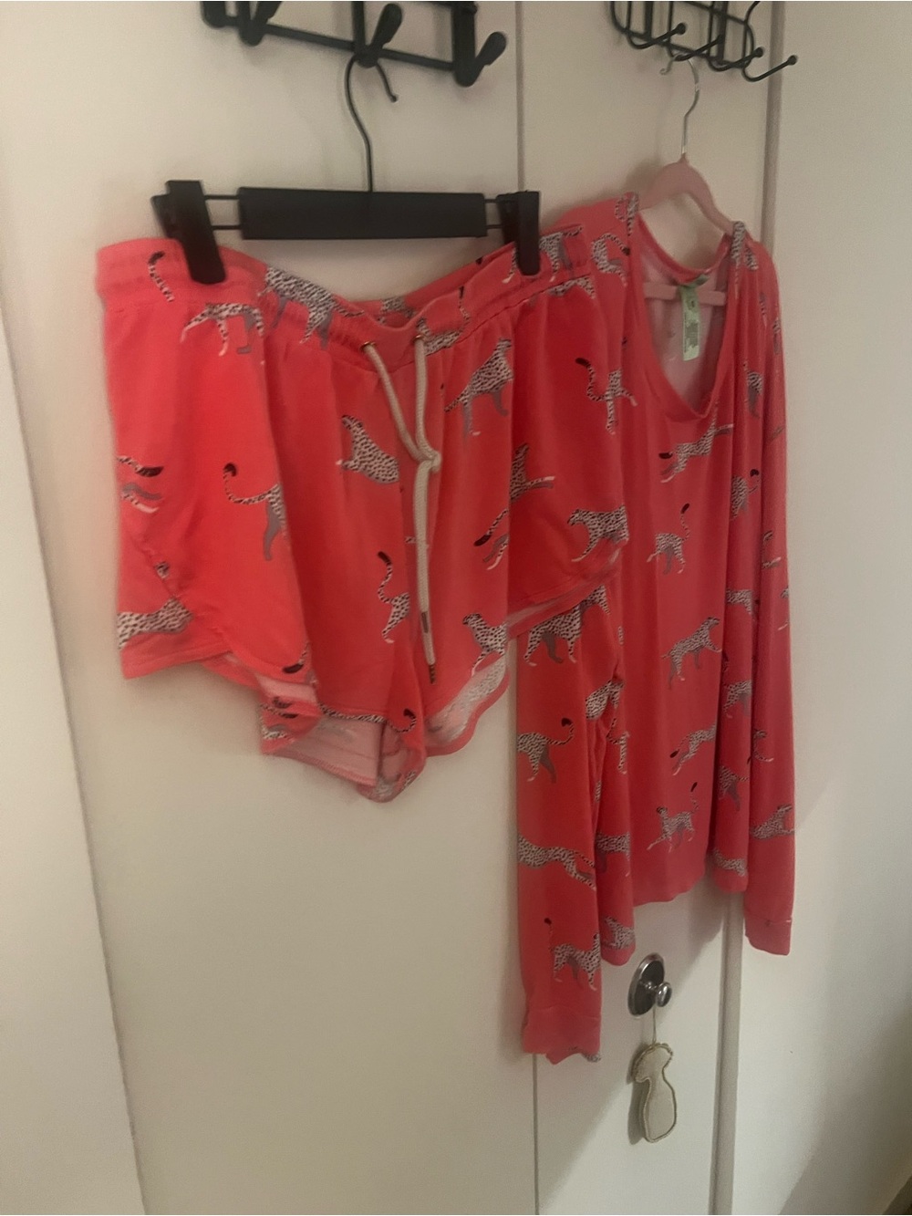 PJ salvage Women's Coral Cheetah-Print Sleep Set - Top & Shorts XL - Picture 4 of 5